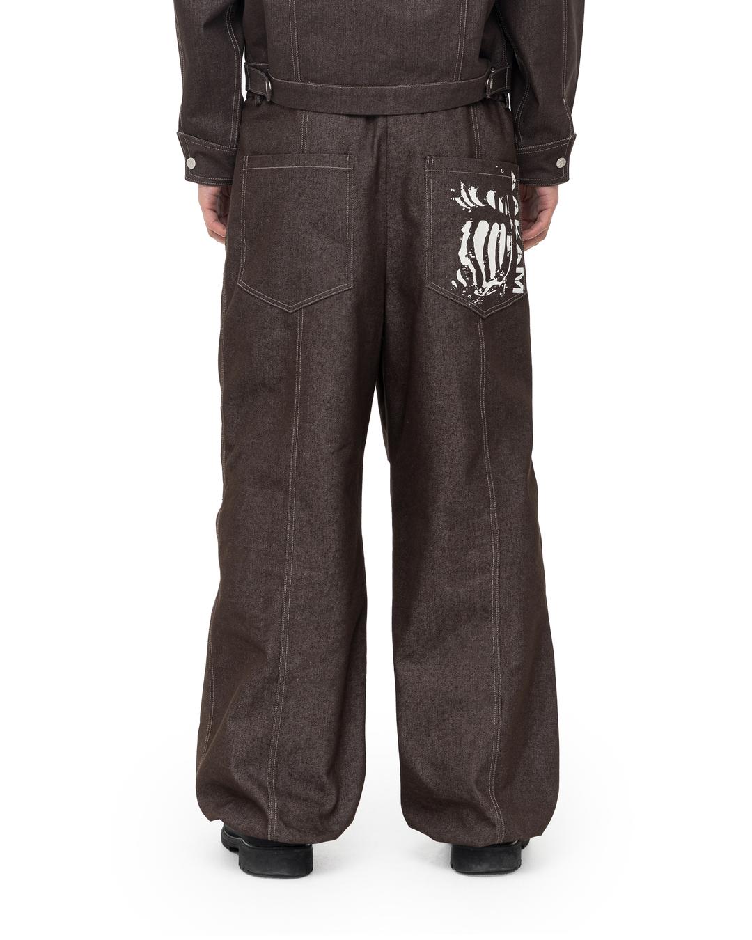 Knee Pin-tuck Printed Denim Pants (Brown)