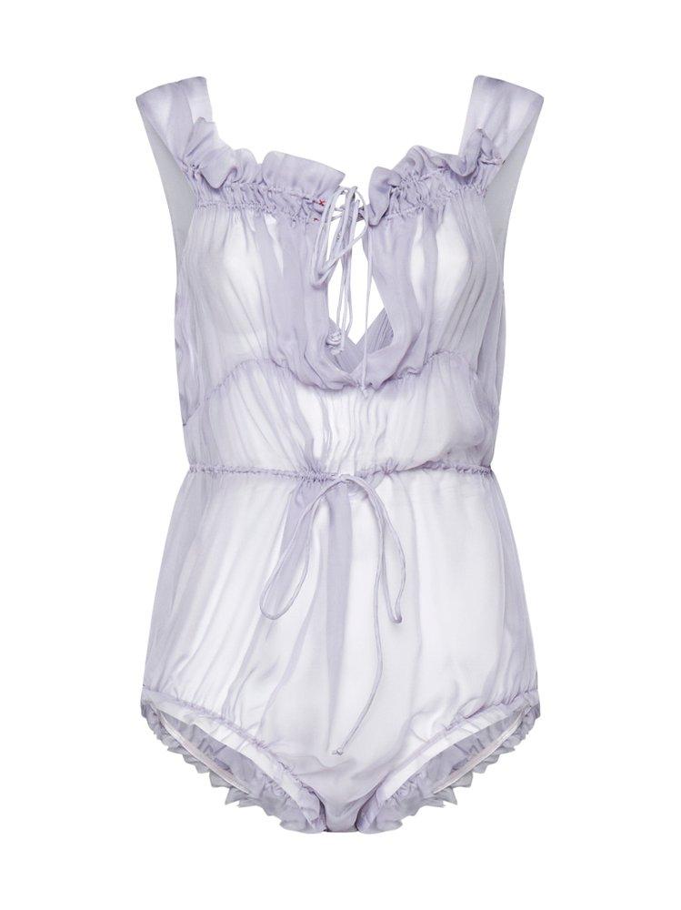 Maison Margiela Sheer Ruffled Detail Bodysuit