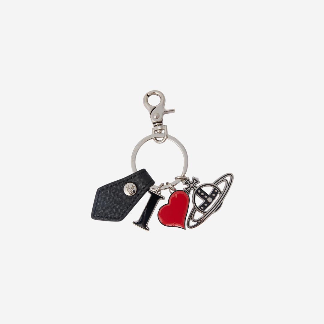 Vivienne Westwood Saffiano Biogreen I Love Orb Keyring Black