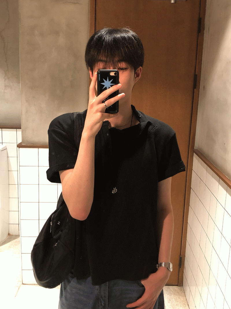 Double henley neck tee 3C