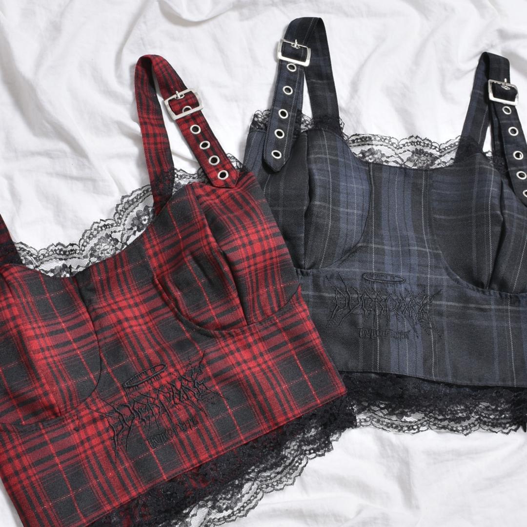 【11/6新着】サブカル刺繍★チェックビスチェ | VOLCAN&APHRODITE