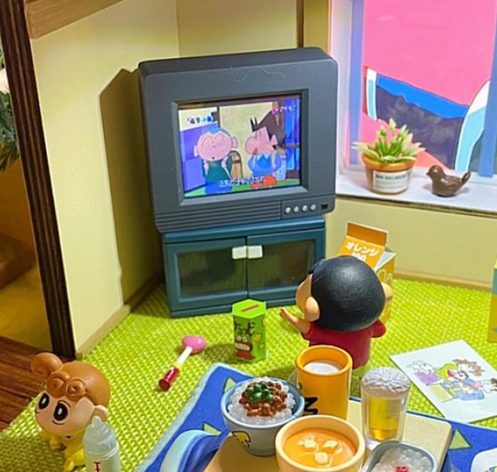 가챠 디오라마 피규어케이스 인테리어 장식 소품 TV 재생가능