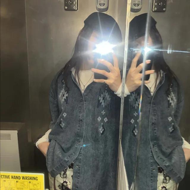 하디드 자수 반팔 데님 (unisex)
