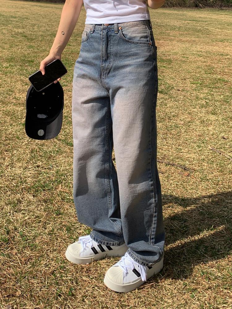 신디 빈티지 핑크 워싱 데님 팬츠