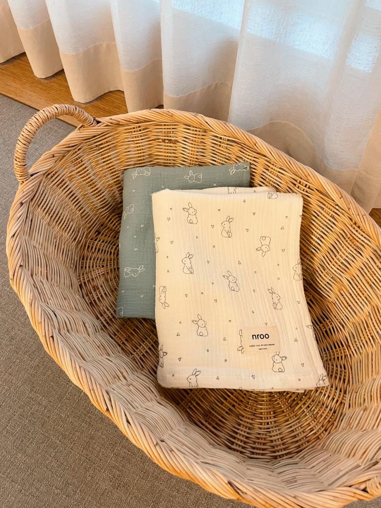 [nroo]국산 2중 거즈 토끼 꿀잠블랭킷 애착이불 무릎담요