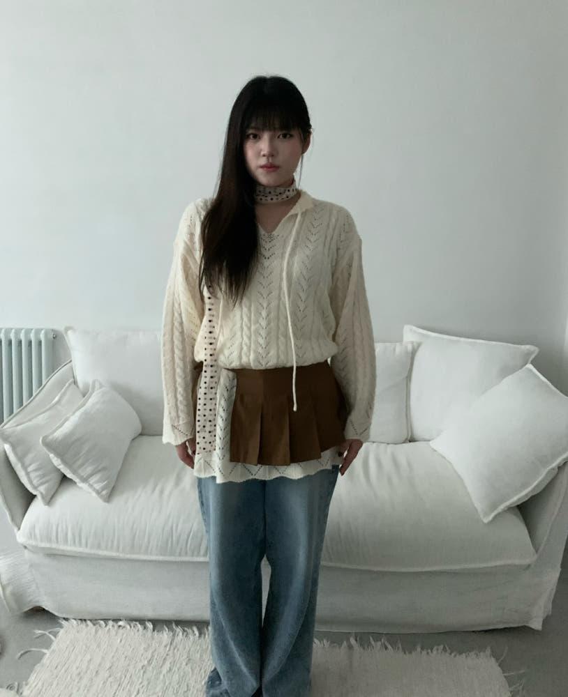 보헤미안 오버핏 니트 (화이트컬러 교환환불X)