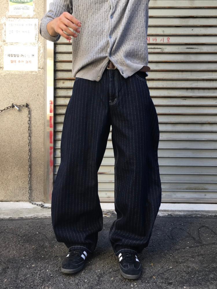 stripe balloon denim pants 스트라이프 벌룬 데님 팬츠
