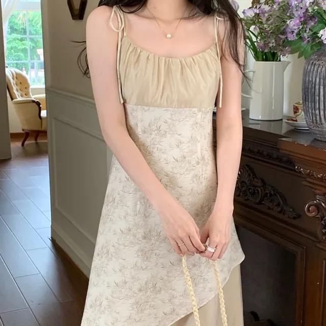 레이어드 쉬폰 빈티지 끈 원피스