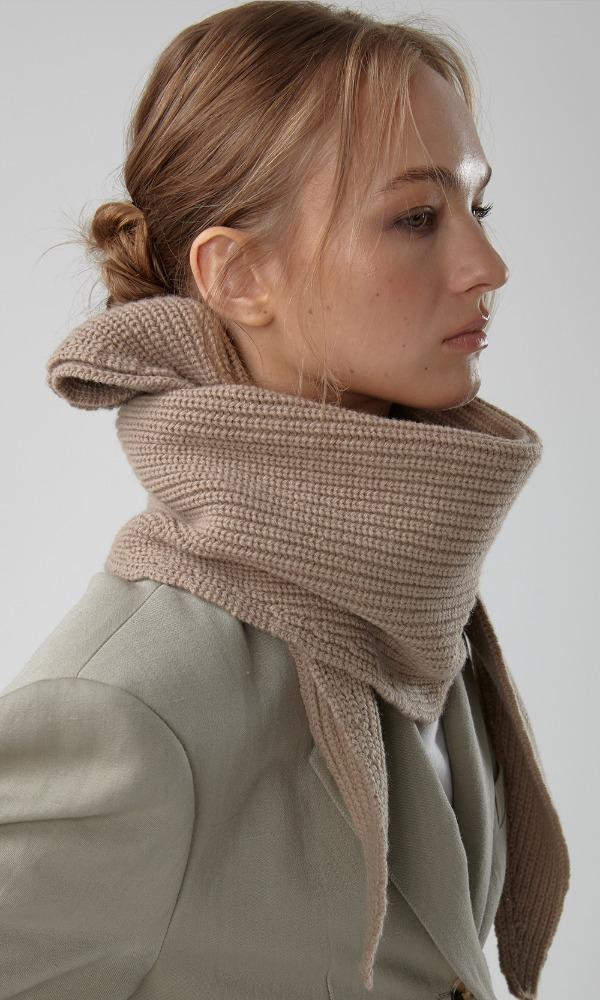 CHUNKY WOOL LARGE SCARF (BEIGE)