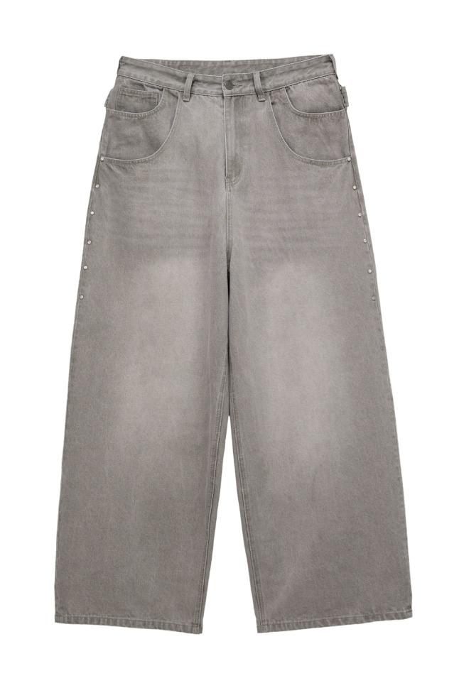 [10월 30일 예약 발송] [KOIN SEOUL X MIMTHE] 스톤 벨티드 와이드 데님팬츠_라이트 그레이