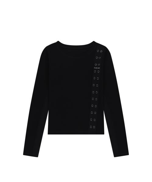Side Eyelet Long Sleeve (Black)