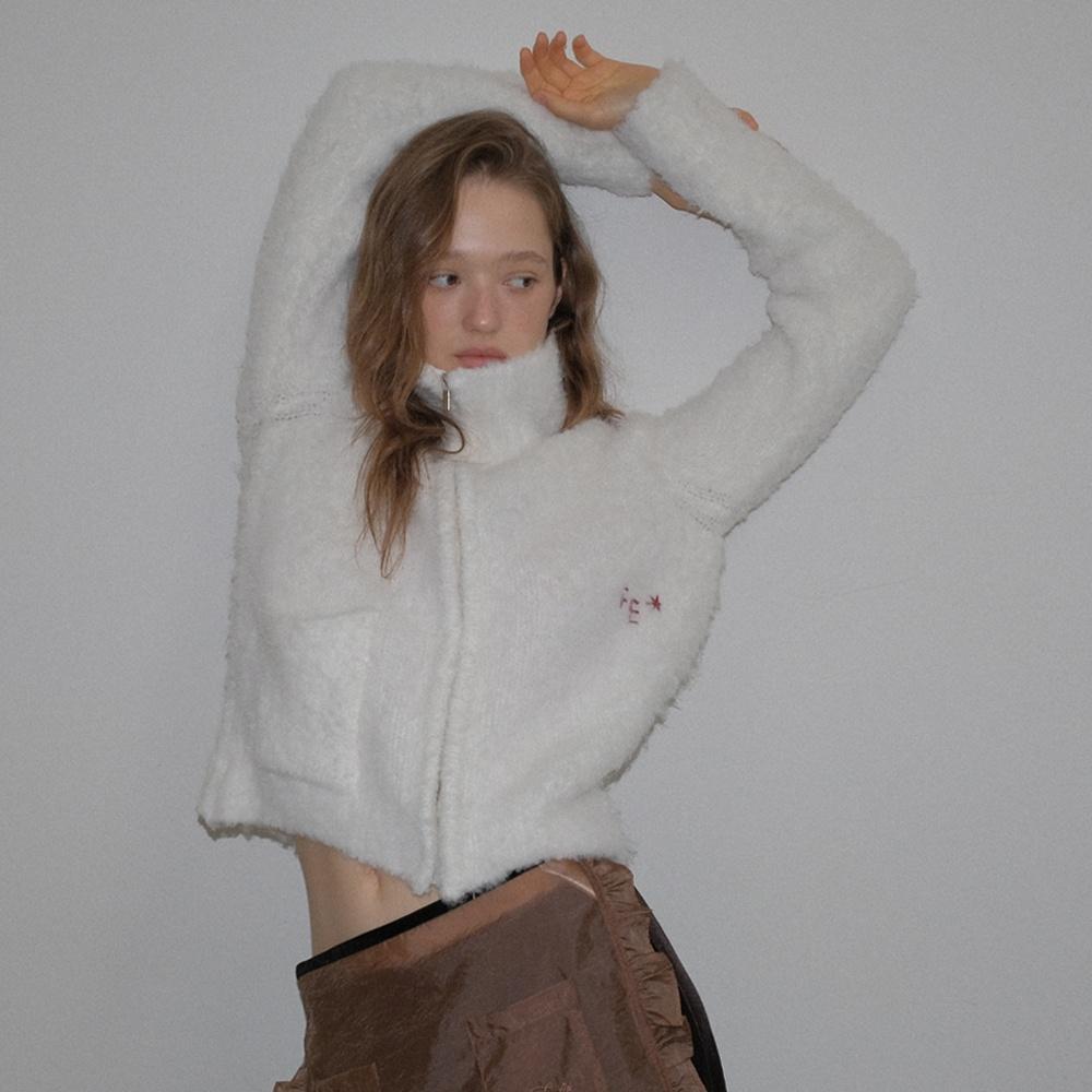 Boucle pie zipup cardigan (ivory)
