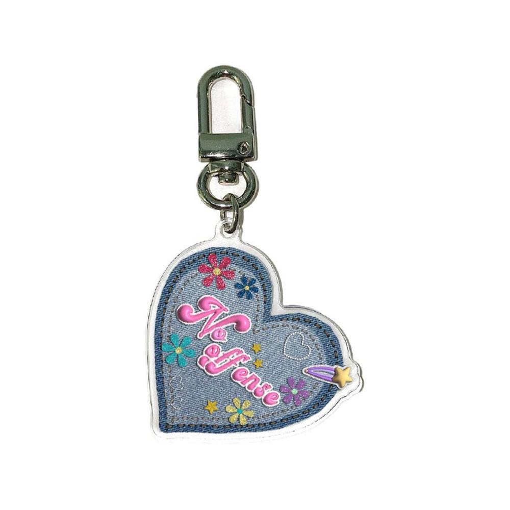 Y2k 데님 진스 키링 no offense 하이틴 키치 레트로 키체인 열쇠고리