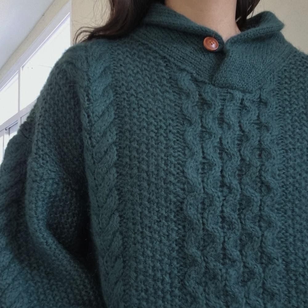 당일배송 숄카라 케이블 니트