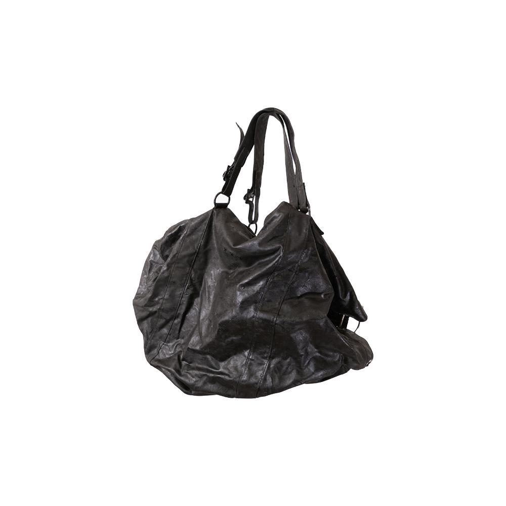 [CARNET ARCHIVE : 카르넷 아카이브] HAND PAINTED RECYCLED DUFFLE BAG OIL BLACK