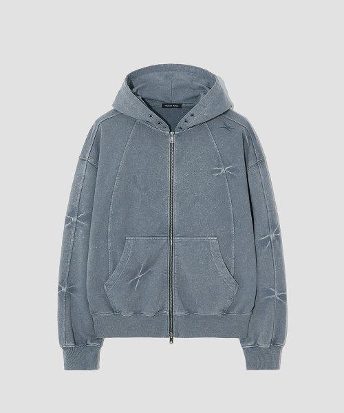 PINCH WASHED HOOD ZIP-UP BLUE