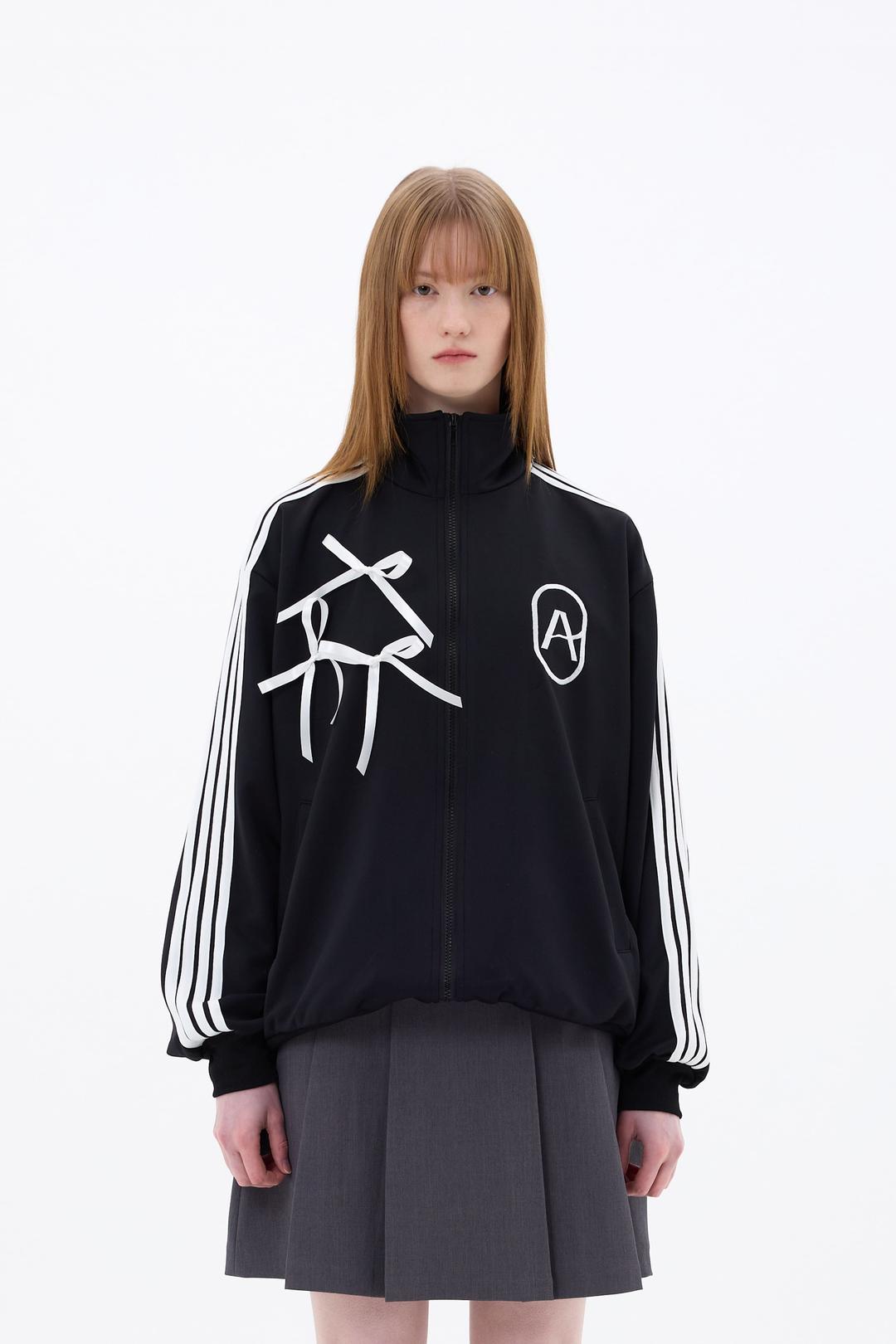 A RIBBON TRACK TOP / BLACK