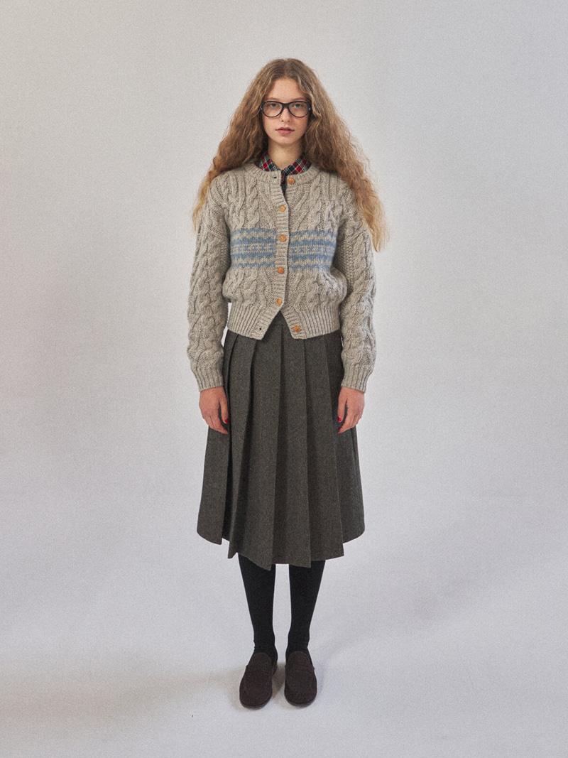 Meg Wool Pleats Skirt Brown (2nd)