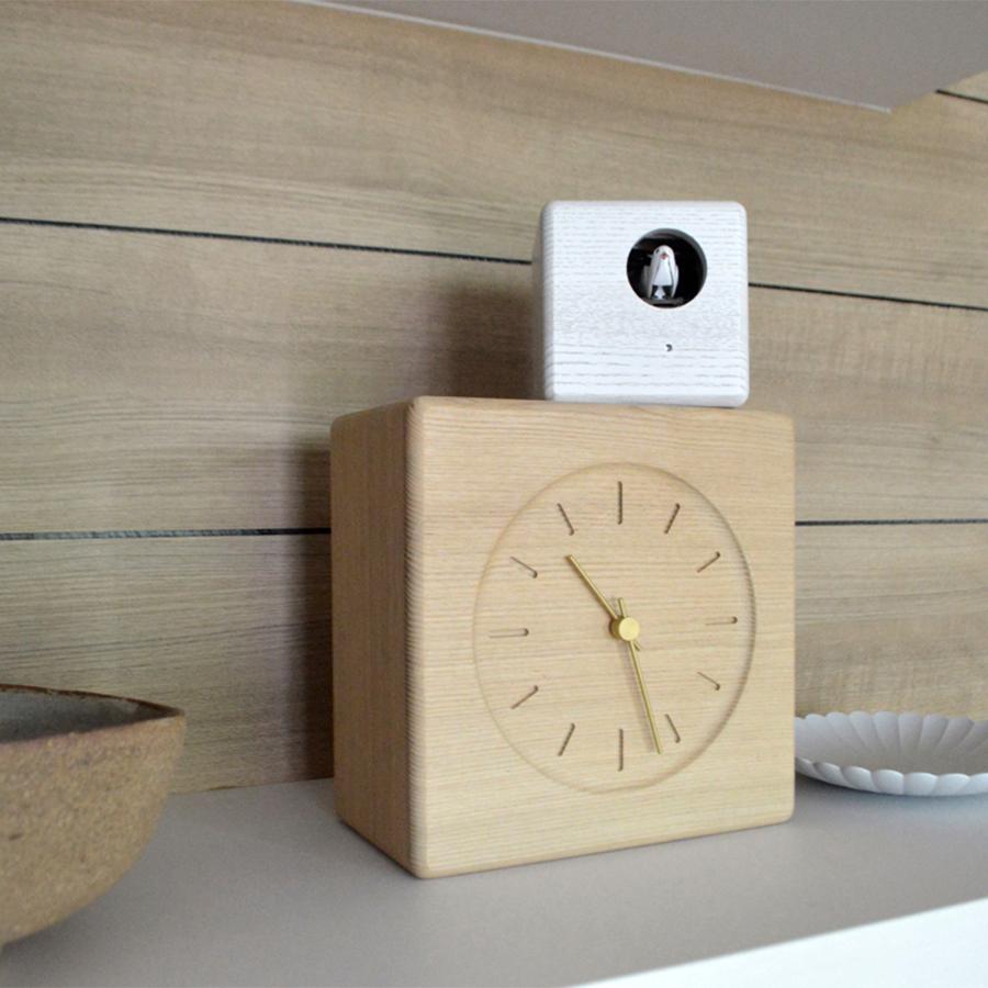 렘노스 큐비스트 쿠쿠 디자인 탁상 시계 화이트 Cubist Cuckoo