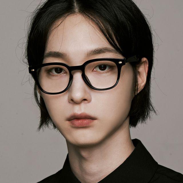 [당일발송] B-1388 빅사이즈 사각라운드 두꺼운 패션 민혁뿔테 보급형 자외선 블루라이트 차단 렌즈