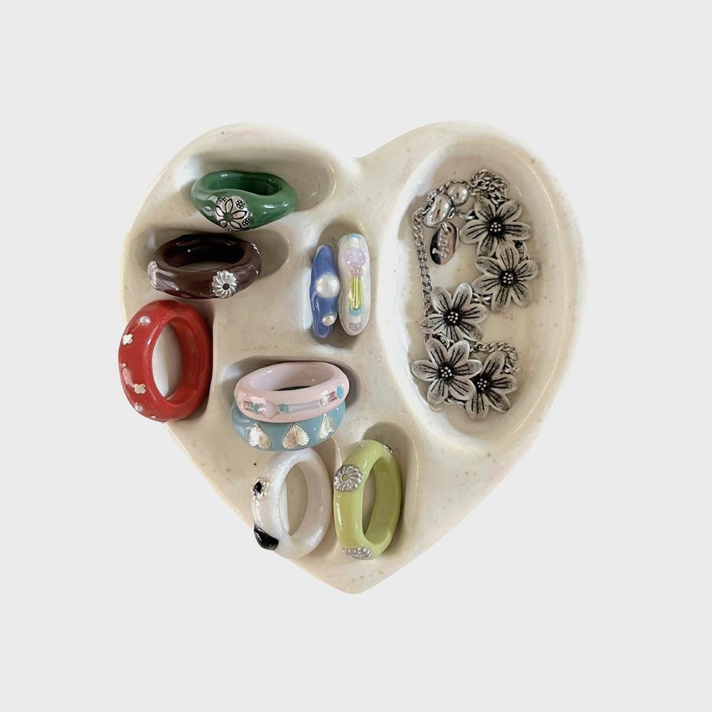ceramic heart mix holder-oatmeal
