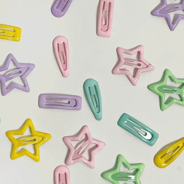 [최저가! 1+1할인/4개세트] 미니 젤리 헤어핀 별 옆머리 잔머리 사각 머리핀 y2k 똑딱핀 no.1526