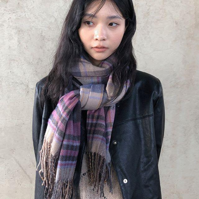 바이올렛 체크 머플러