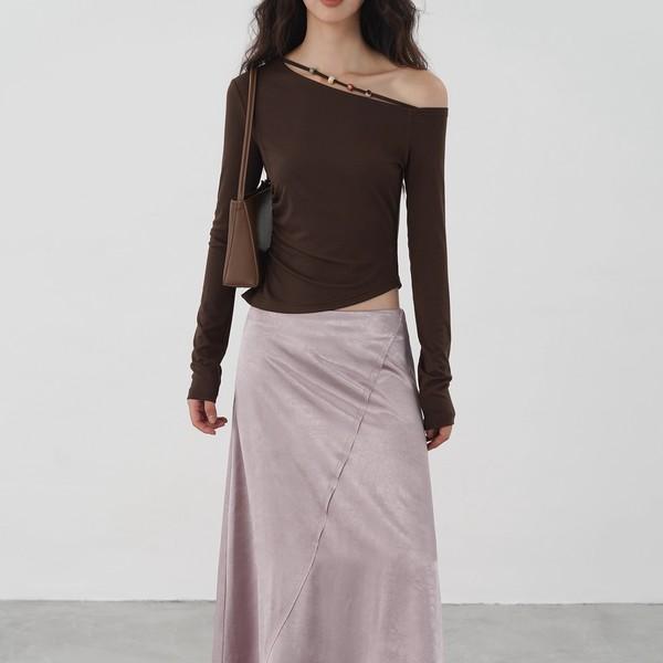 Glossy Lavender Maxi Skirt