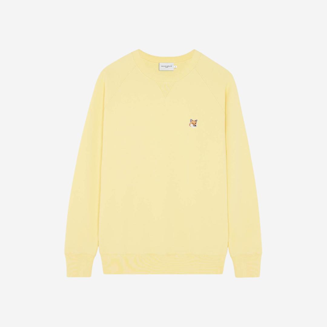 Maison Kitsune Fox Head Patch Classic Sweatshirt Soft Yellow