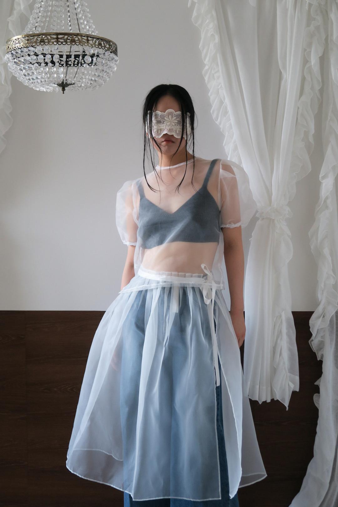 Deluna see-through wrap skirt