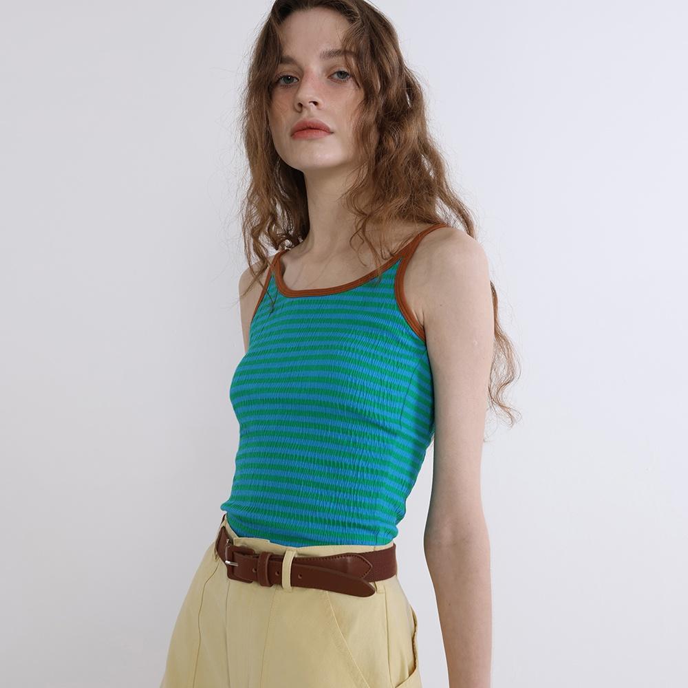 Wrinkle Double Inner Sleeveless (Blue/Brown)