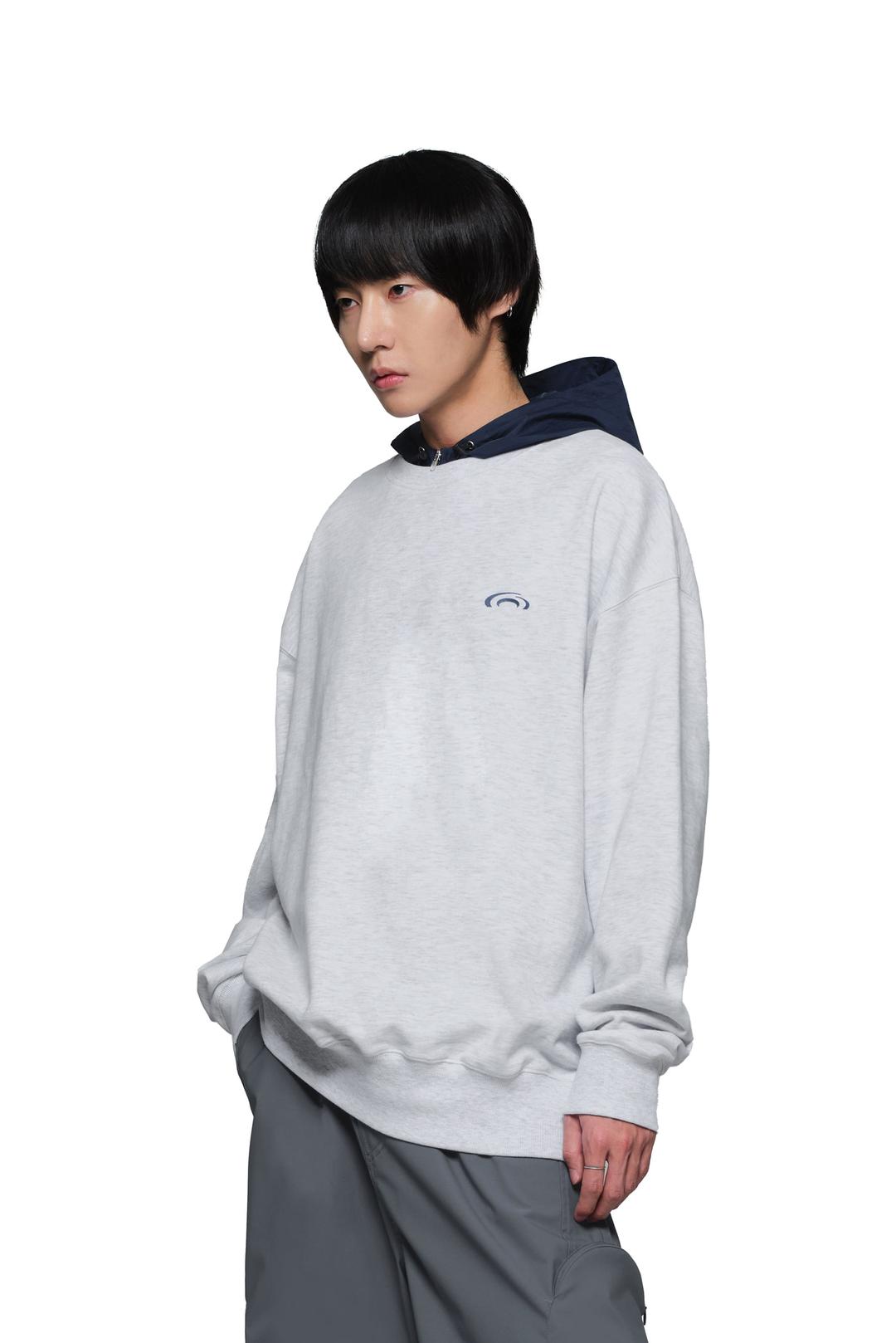 BACKPRINT DOUBLE LAYER SWEATSHIRT - WHITE MELANGE