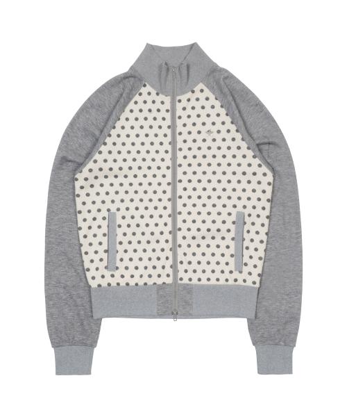TCM dot raglan zip-up (beige/grey)