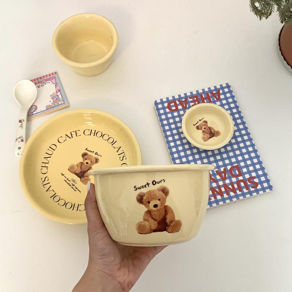 곰돌이 그릇 접시 디저트 플레이트 플레이팅 감성