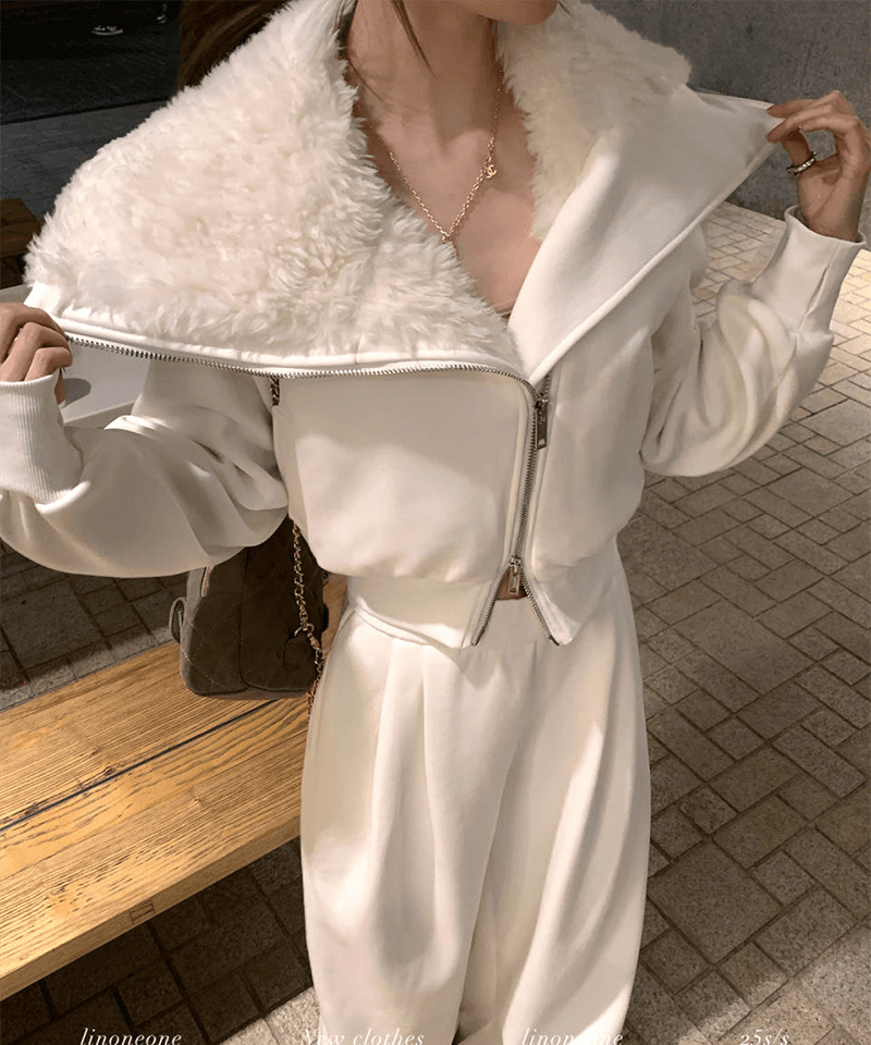 뽀글이안감 빅카라 하이넥 스웻 투피스