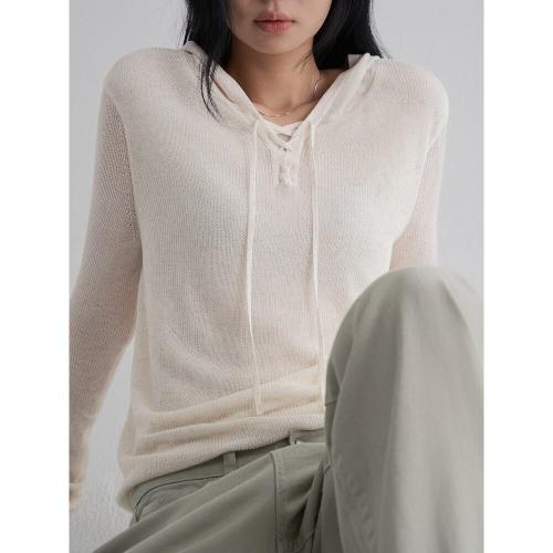 후드 긴소매 풀오버  베이지