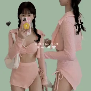 [비키니/가디건set] 리체 핑크 수영복 비치웨어
