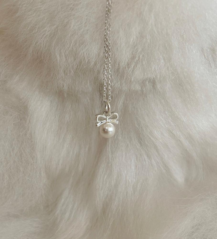 925 실버 마오 리본 진주 은 목걸이
