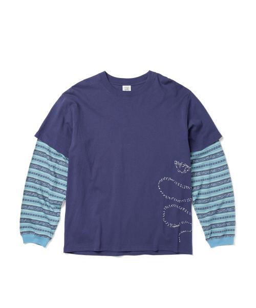 Y.E.S Jacquard Stripe Layerd L/S Light Navy