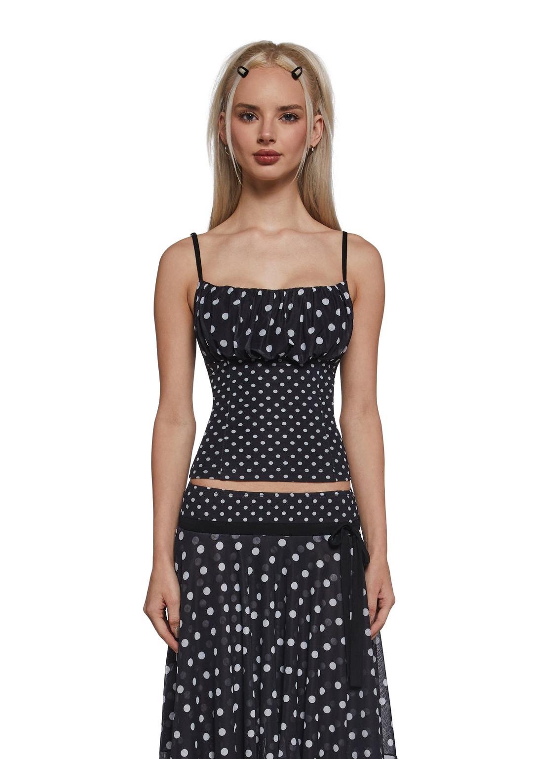 Tiffany Polka Dot Camisole - BLK/WHT / XX-SMALL