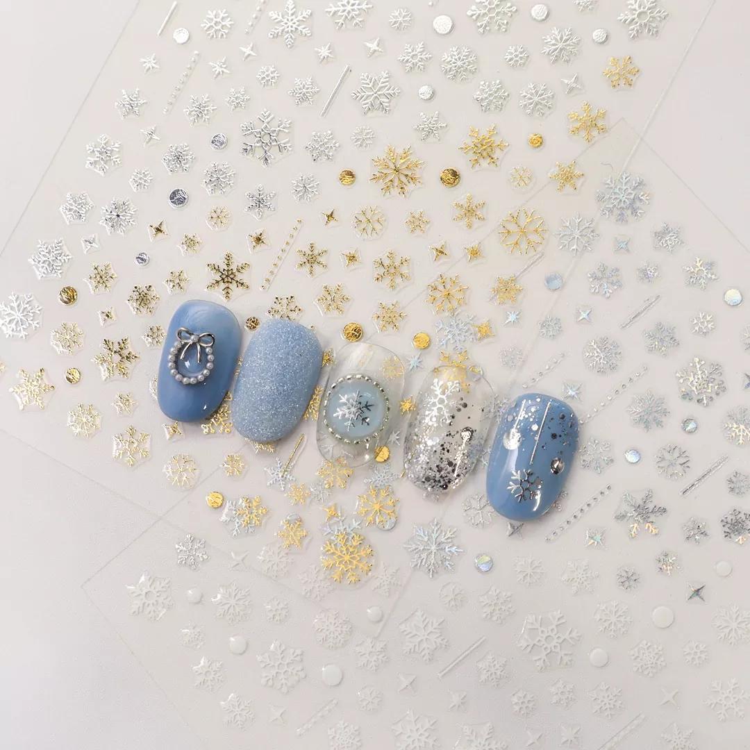 [더네일샵] 바로그 더블컬러 눈꽃 네일스티커 2종