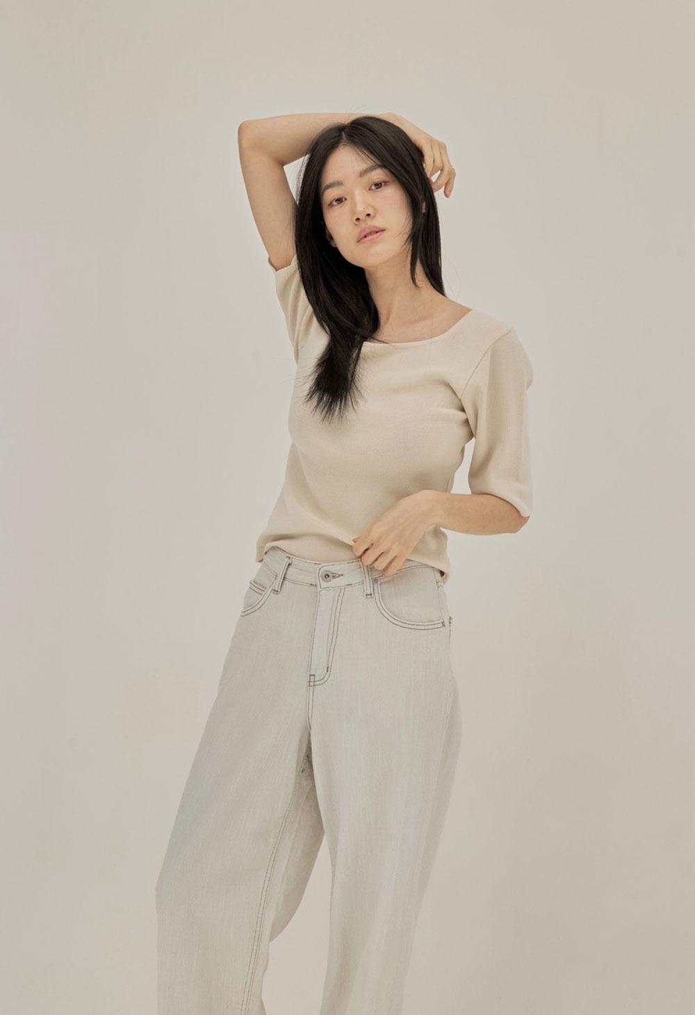 Coy half knit - Cream