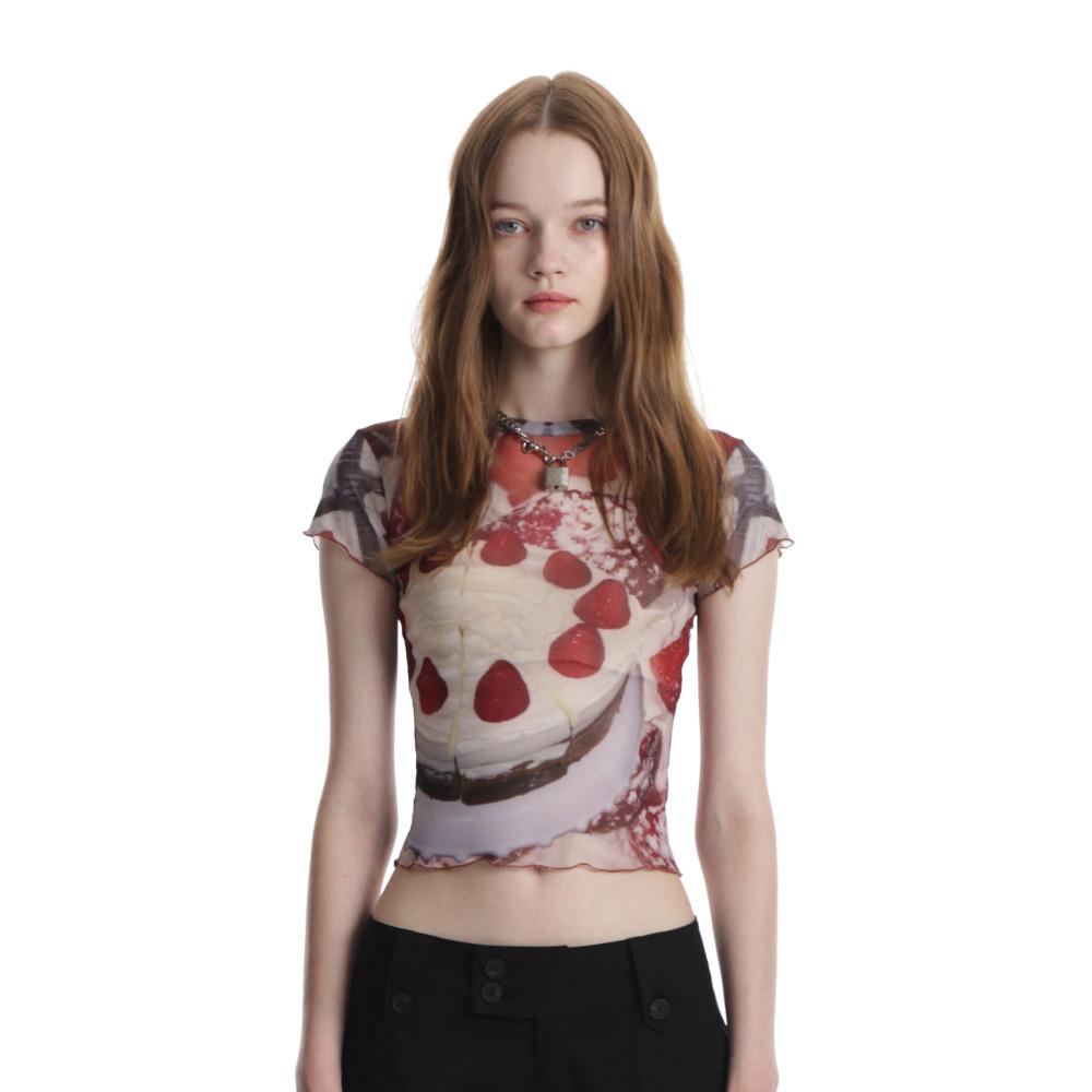 [클럿스튜디오][셀럽착용] 0 4 스트로베리 망사탑