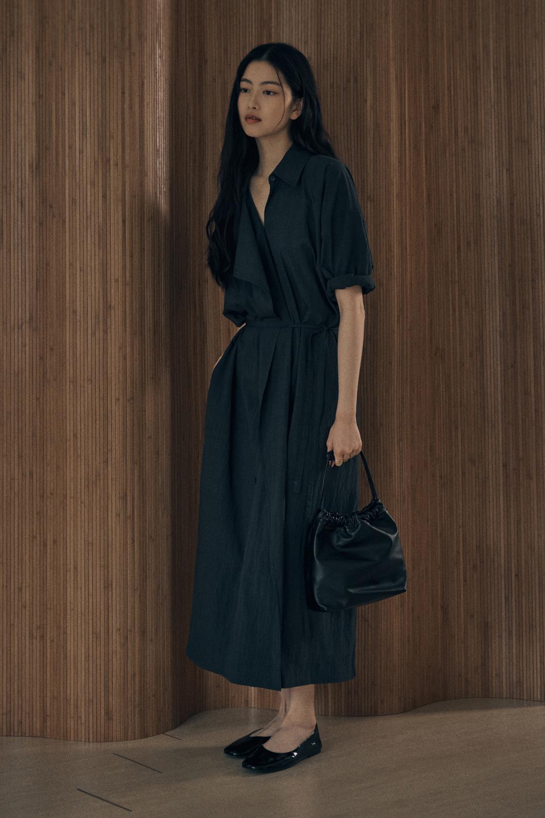 DARME STRAP LONG DRESS_CHARCOAL