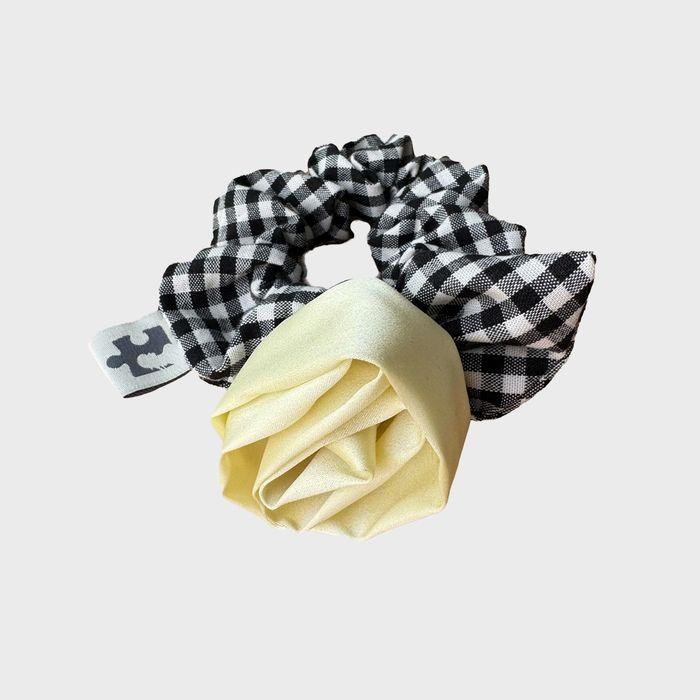 CHECK ROSE SCRUNCHIE / BLACK