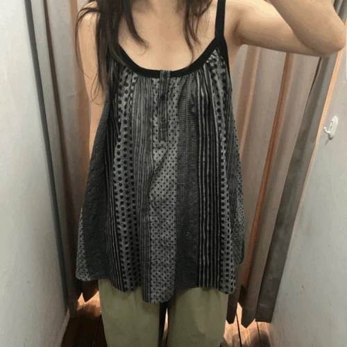 에스닉 도트 스트라이프 레이어드 나시 블라우스