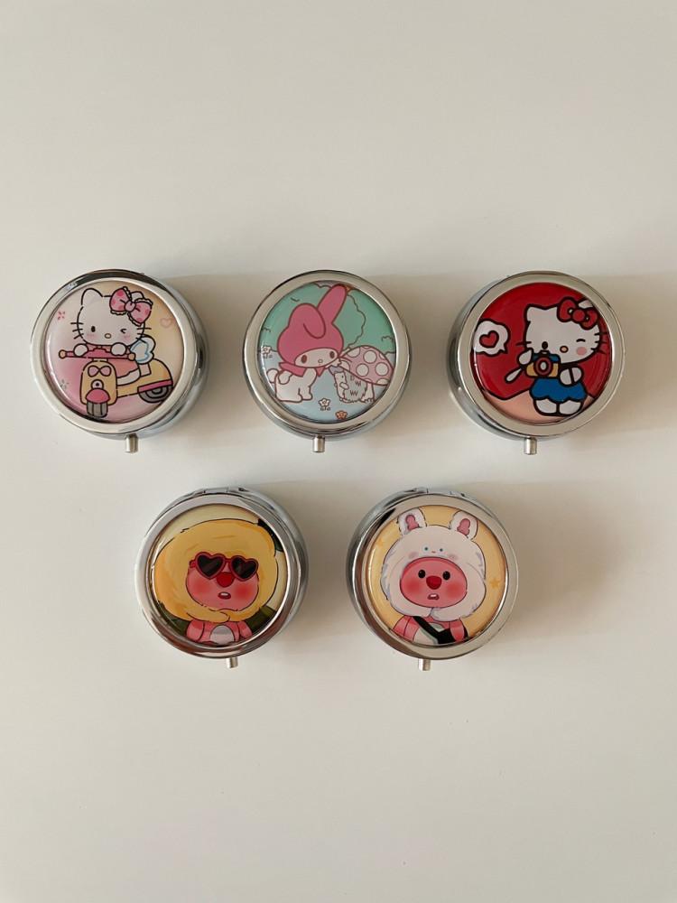 [젬마풀] 원형 미니 거울 악세사리 보관함 틴케이스