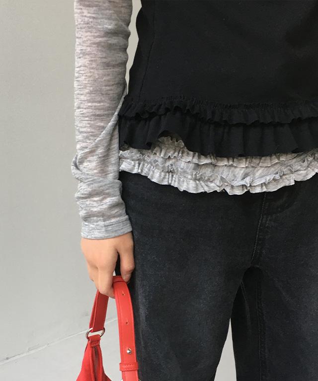 데일리쥬 [무료배송] 포케 나시 레이어드 프릴 티셔츠 (나시 SET)