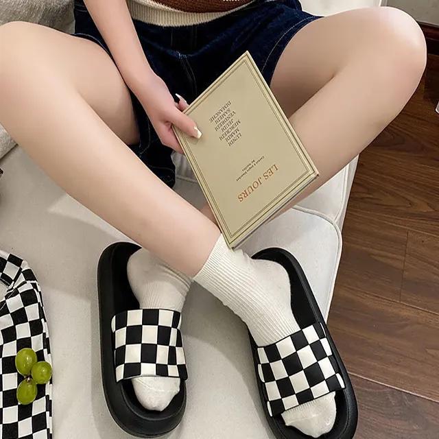 체커보드 슬리퍼 거실 키높이 중학생 고등학생 학교 어린이집 유치원 교사 실내화