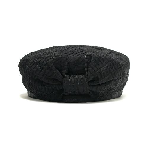 BOWL BERET_RIBBON_DOT BLACK